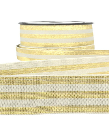 Pellicola 20m Strisce elastiche metallizzate Grigio/oro 40mm
