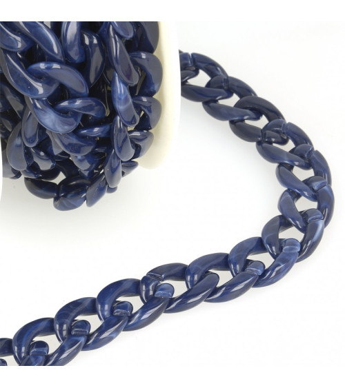 Bobine 5m Chaîne plastique brillant Bleu marine 20mm