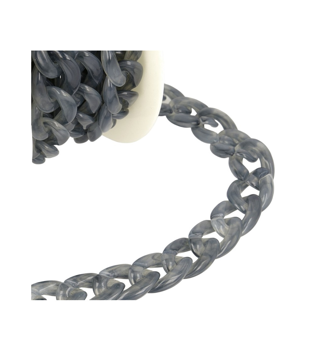 Bobina da 5m Catena in plastica lucida Grigio Chiaro 20mm