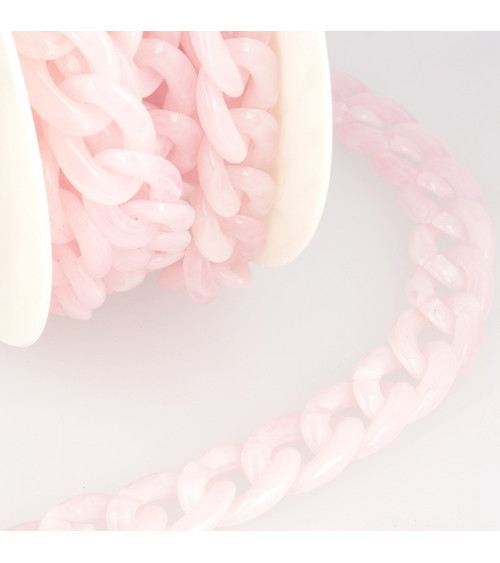 Bobine 5m Chaîne plastique brillant Rose Clair 20mm