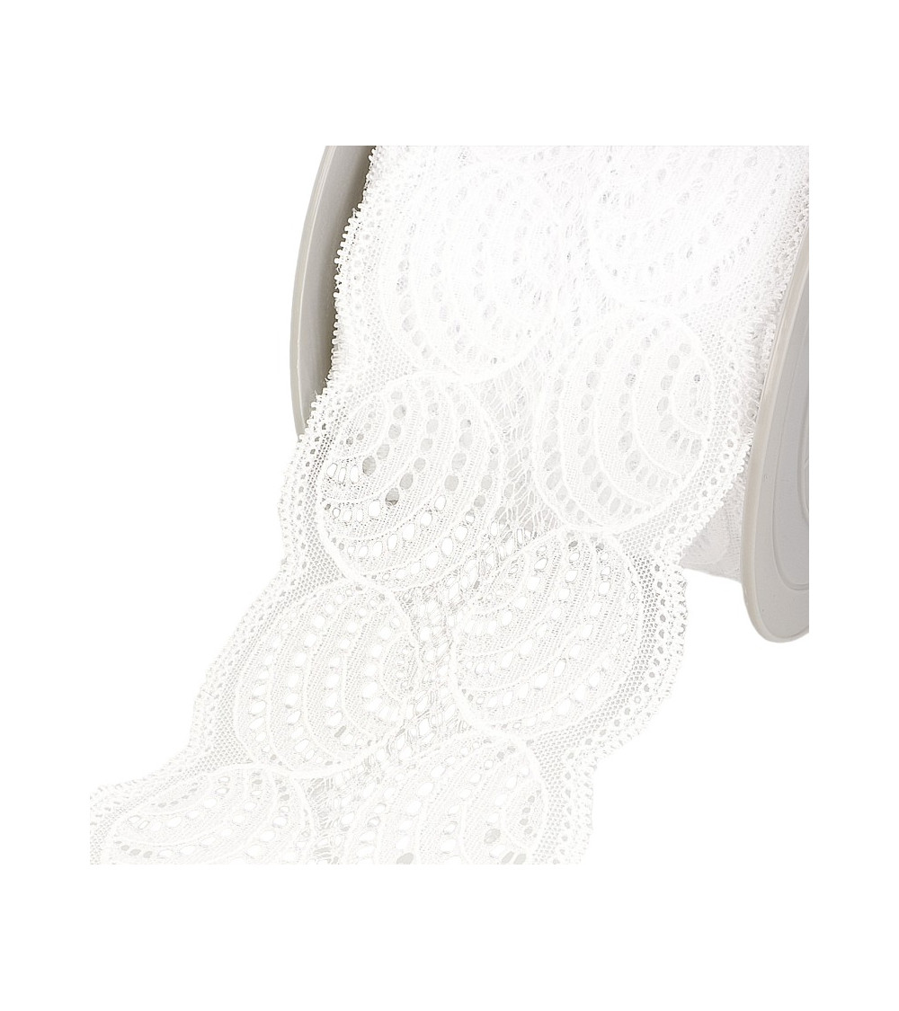 15m spool of elastic lace White 100mm