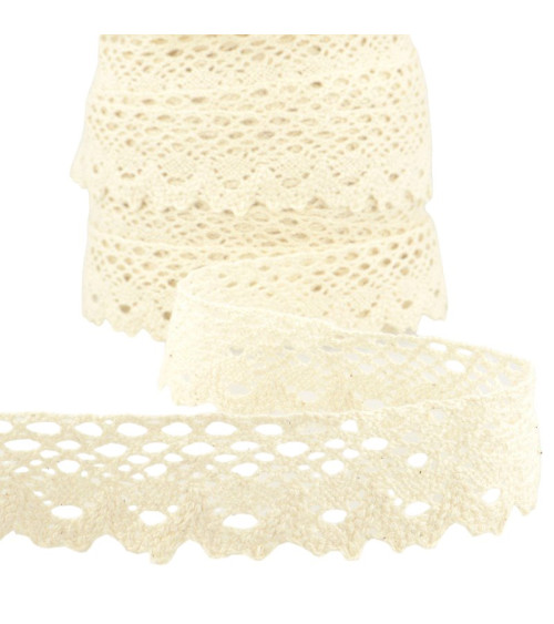 25m Spool Ecru Lace 28mm