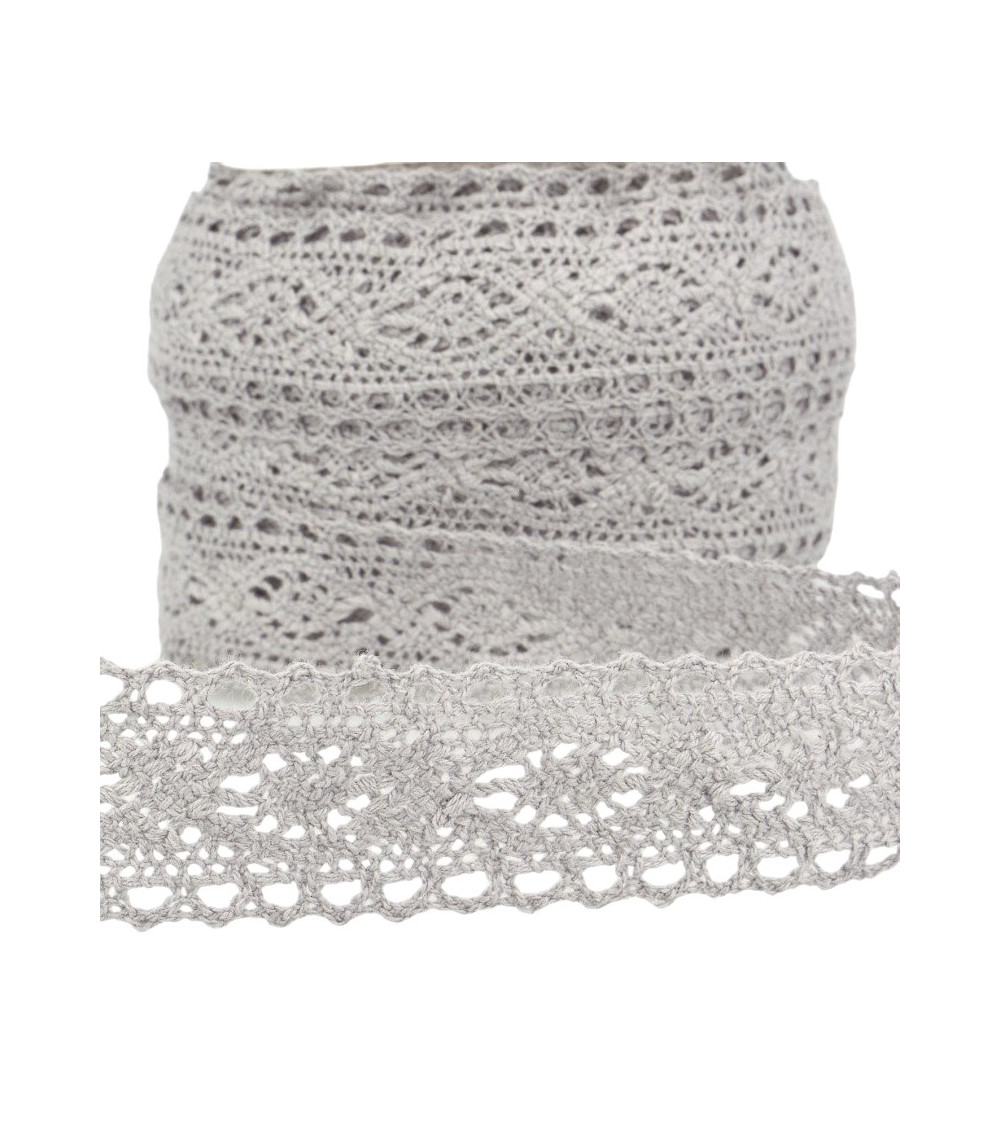 25m Spool of Medium Grey Lace 30mm