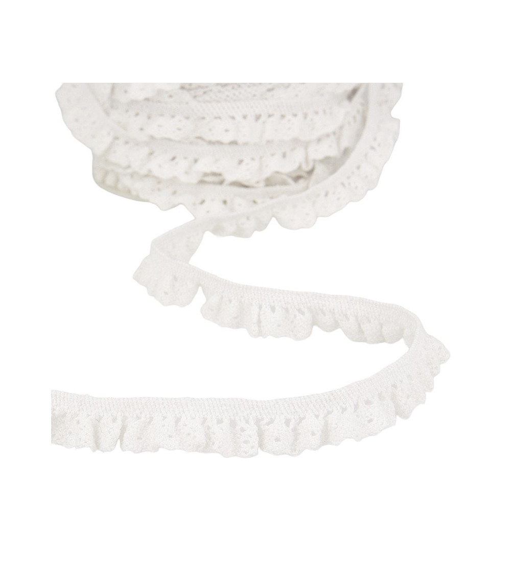 Bobine 20m Dentelle élastique Blanc 15mm