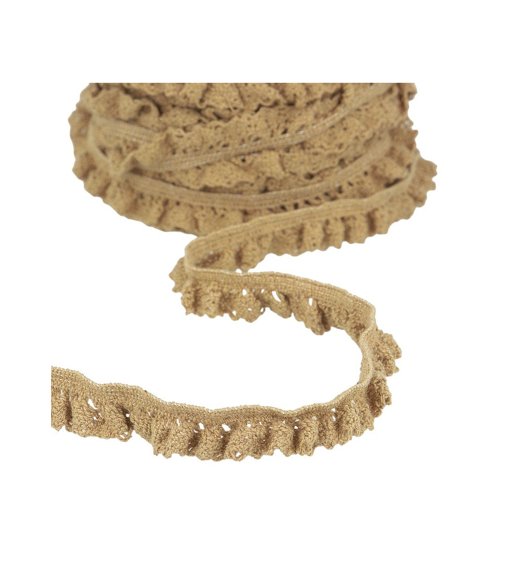 20m spool of elastic lace Taupe 15mm