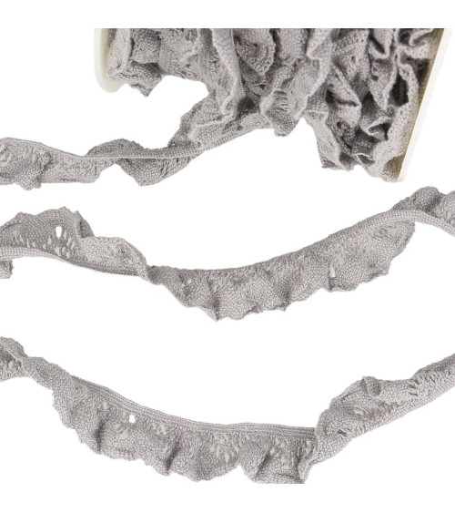 20m Spool Medium Gray Elastic Lace 22mm