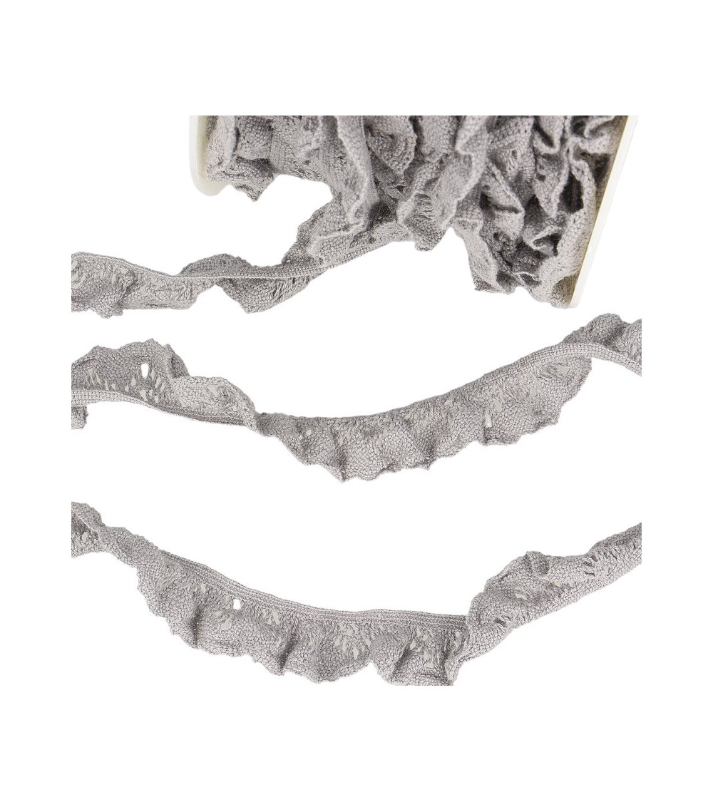 20m Spool Medium Gray Elastic Lace 22mm