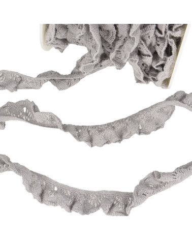 20m Spool Medium Gray Elastic Lace 22mm