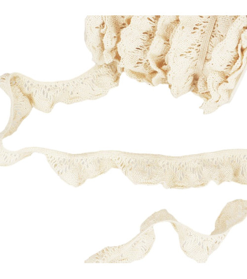 20m spool Elastic lace Ecru 22mm