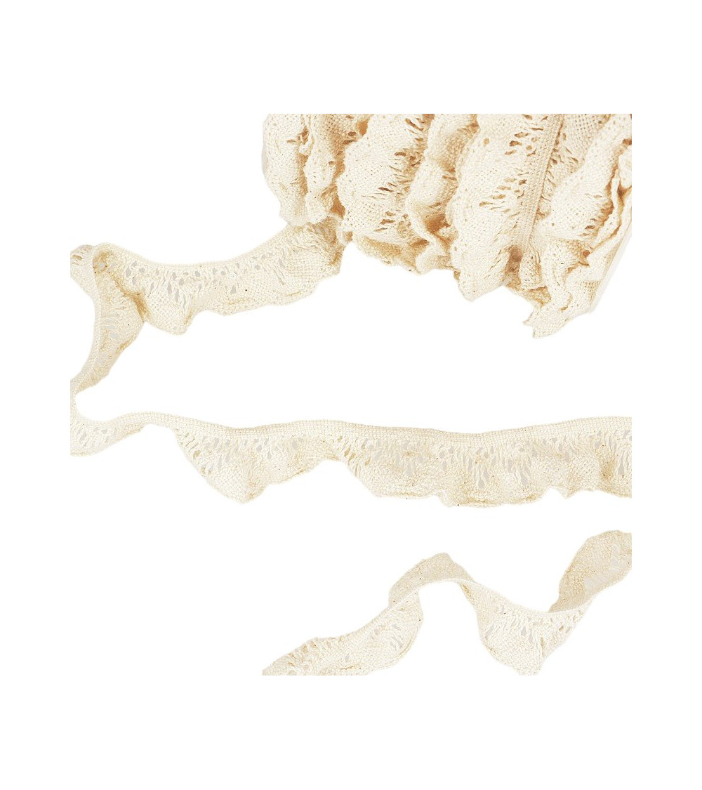 20m spool Elastic lace Ecru 22mm