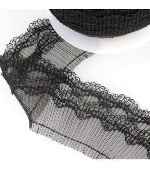 Reel 10m Pleated Black 70mm