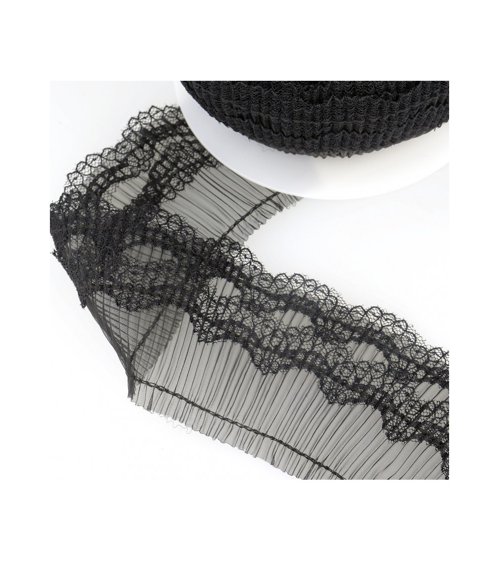 Reel 10m Pleated Black 70mm