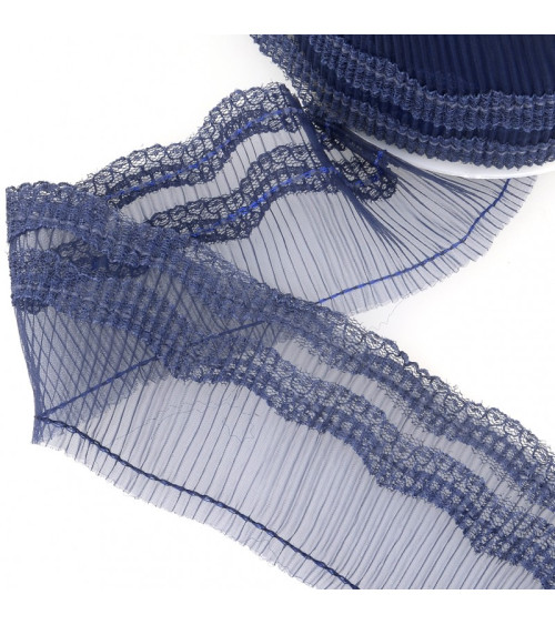 10m spool Pleated Navy blue 70mm