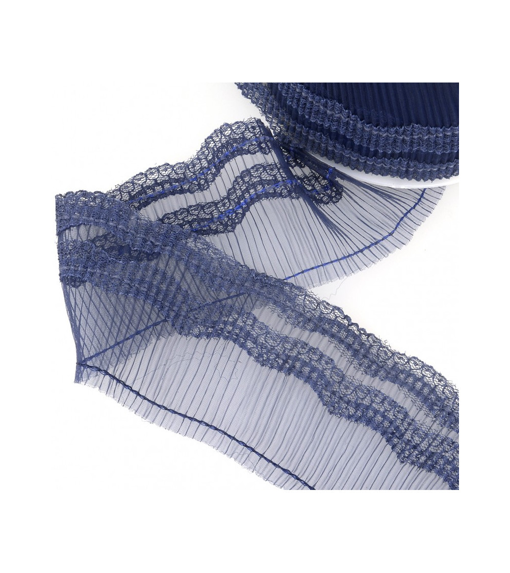 10m spool Pleated Navy blue 70mm