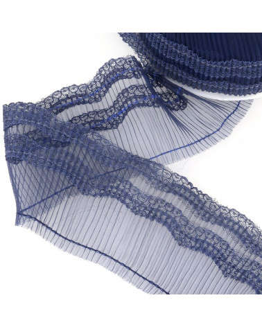 10m spool Pleated Navy blue 70mm