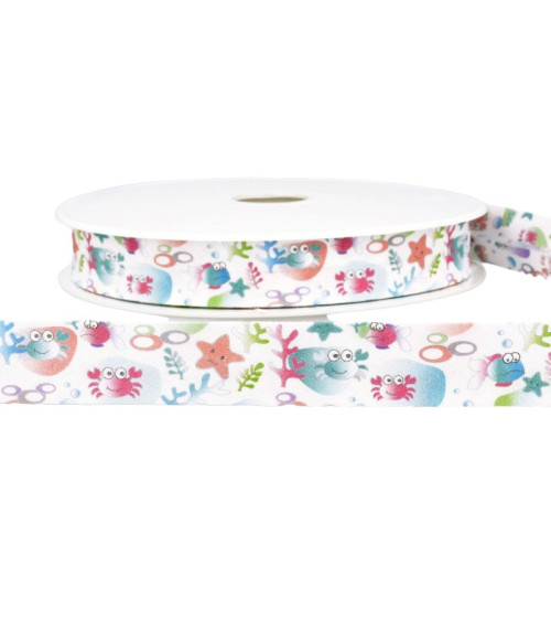 Floppy disk 25m White ocean print bias binding 20mm