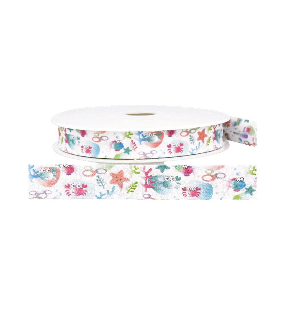 Floppy disk 25m White ocean print bias binding 20mm