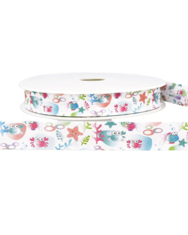 Floppy disk 25m White ocean print bias binding 20mm