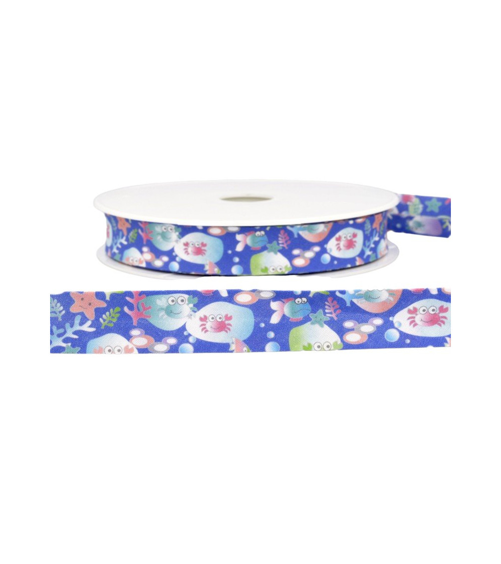 Disquete 25m Bies estampado océano azul lavanda 20mm