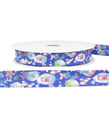 25m Floppy Disk Ocean Printed Bias Lavender Blue 20mm