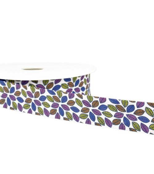 Diskette 25m Bias printed leaves White 27mm