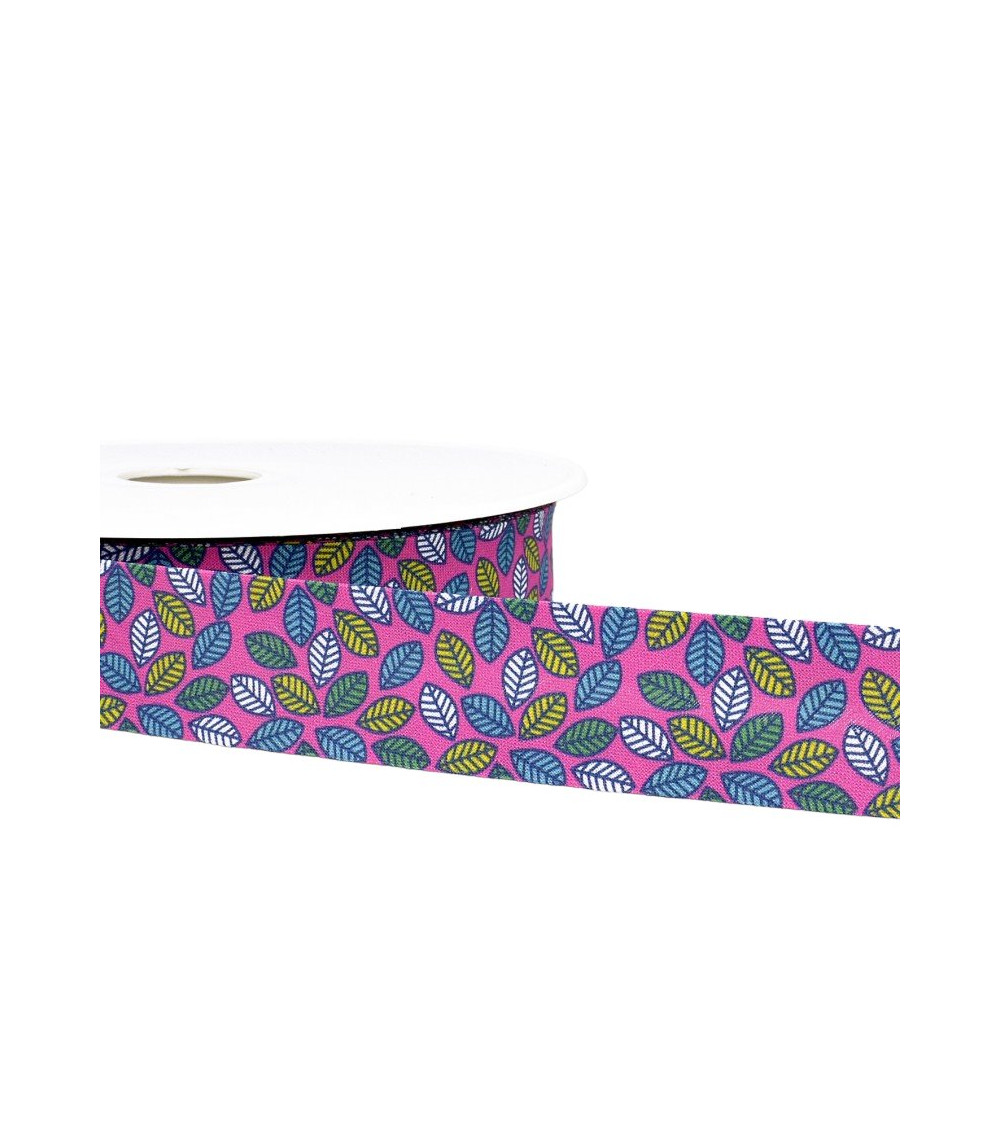 25m diskette Bias printed leaves Raspberry 27mm
