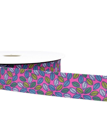 25m diskette Bias printed leaves Raspberry 27mm