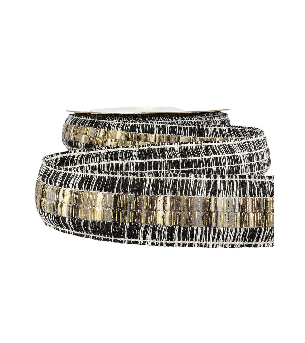 10m reel of double fringe braid Black 40mm