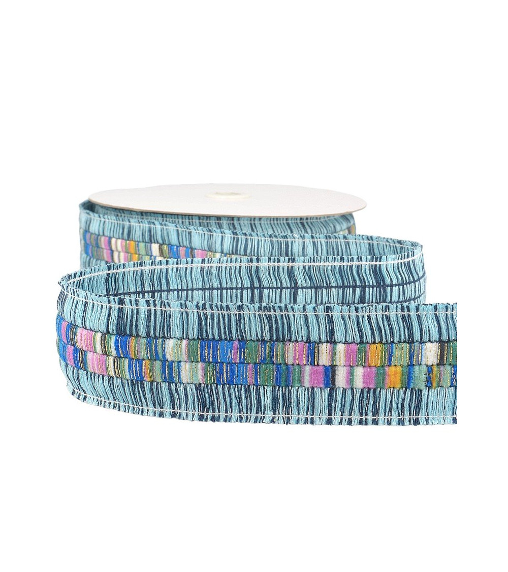 Bobina da 10m Treccia doppia frangia Azzurro 40mm