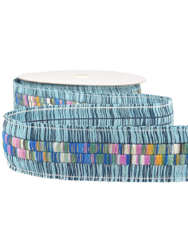 Bobina da 10m Treccia doppia frangia Azzurro 40mm