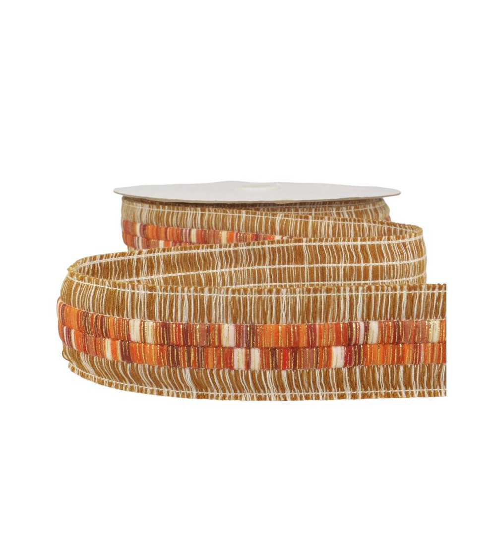 Bobina da 10m Treccia con doppia frangia Marrone 40mm