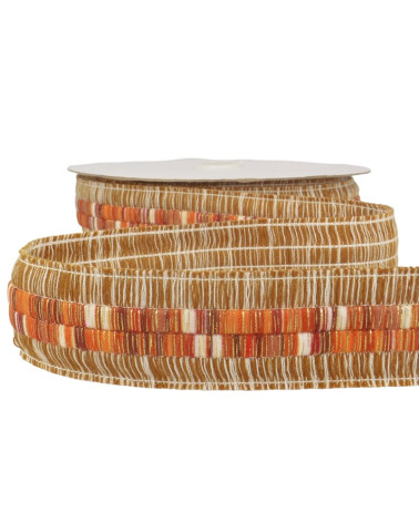 Bobina da 10m Treccia con doppia frangia Marrone 40mm