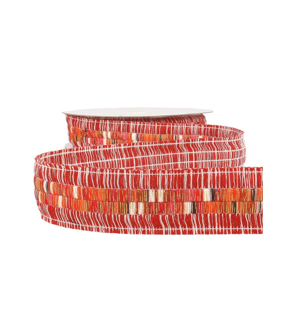 Bobina da 10m Treccia rossa doppia frangia 40mm