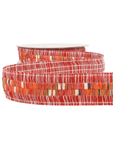 Bobina da 10m Treccia rossa doppia frangia 40mm