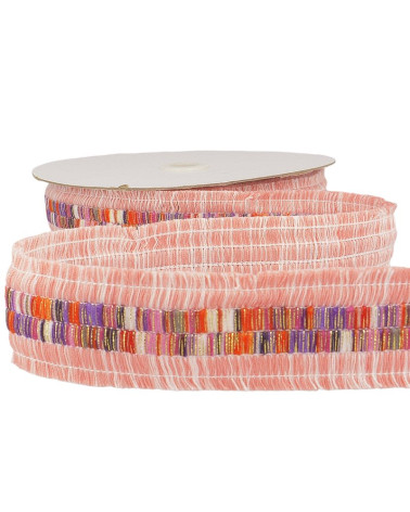 Bobina da 10m Treccia doppia frangia Salmone 40mm