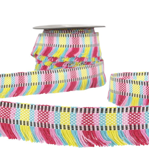 15m spool Fringe braid stripes Multicolored 35mm