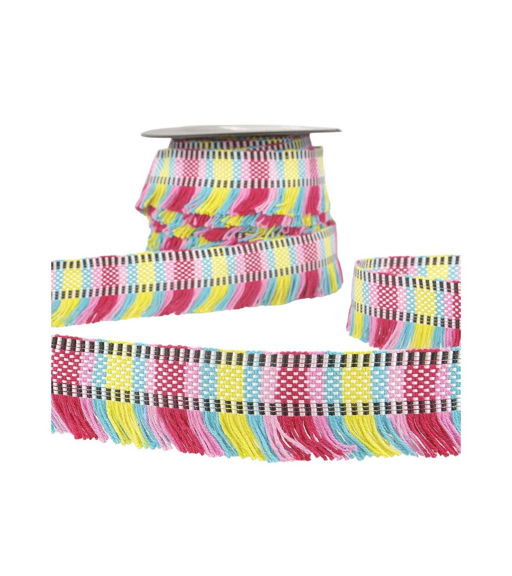 15m reel of striped fringe braid/stripes Multicolor 35mm
