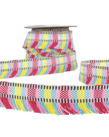 15m reel of striped fringe braid/stripes Multicolor 35mm