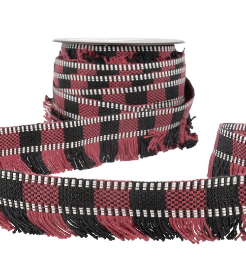 15m spool Fringe braid stripes/stripes Red/black 35mm