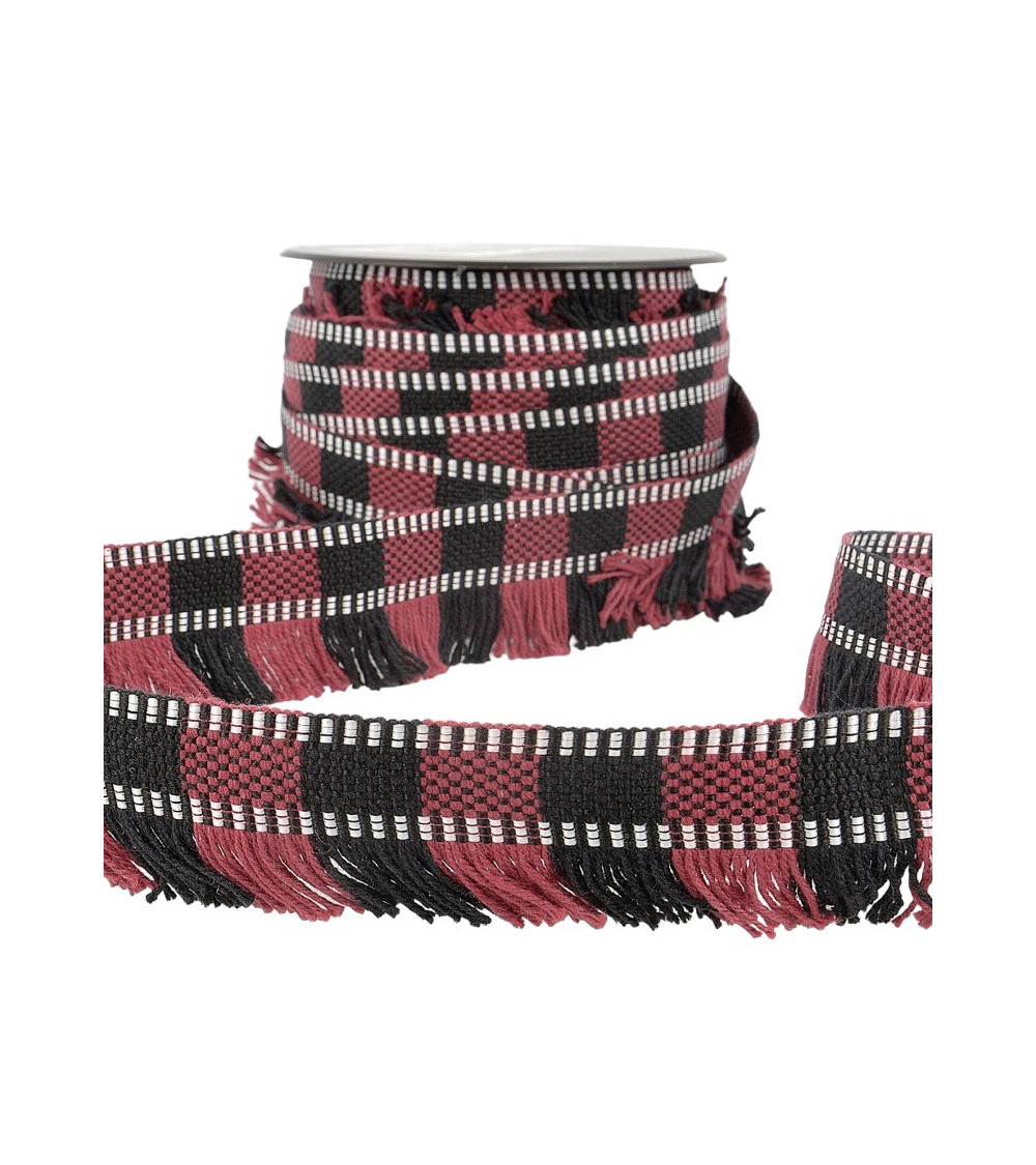 15 m Spule, Fransengeflecht, Streifen/Streifen, Rot/Schwarz, 35 mm