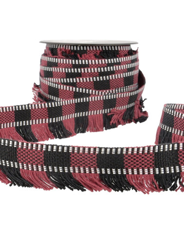 15 m Spule, Fransengeflecht, Streifen/Streifen, Rot/Schwarz, 35 mm