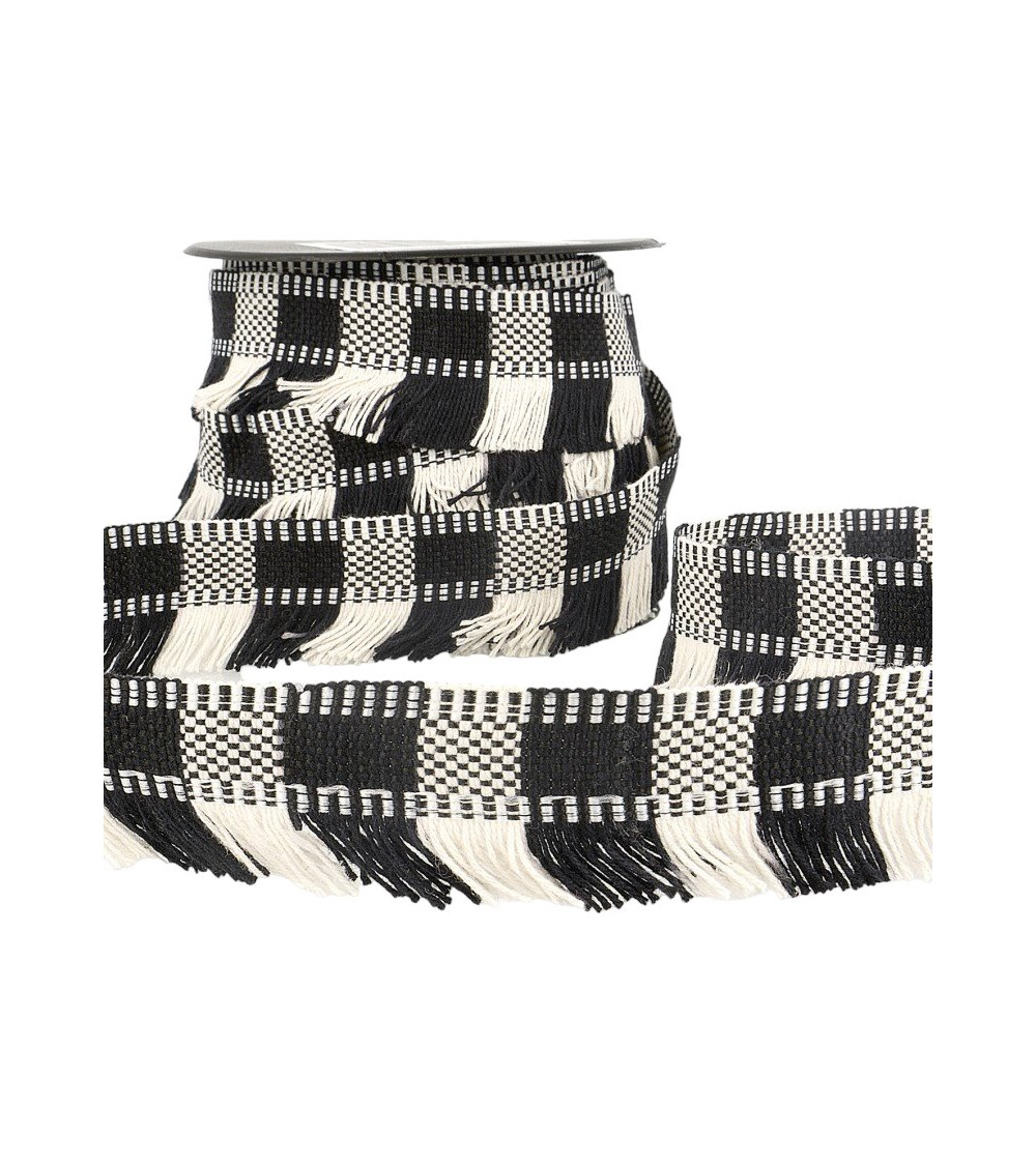 15m reel Fringe braid stripes Black/white 35mm