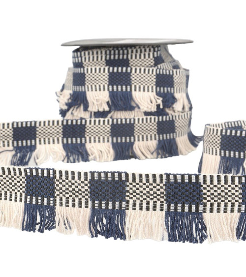 15m reel Fringe braid stripes/stripes Navy/white 35mm