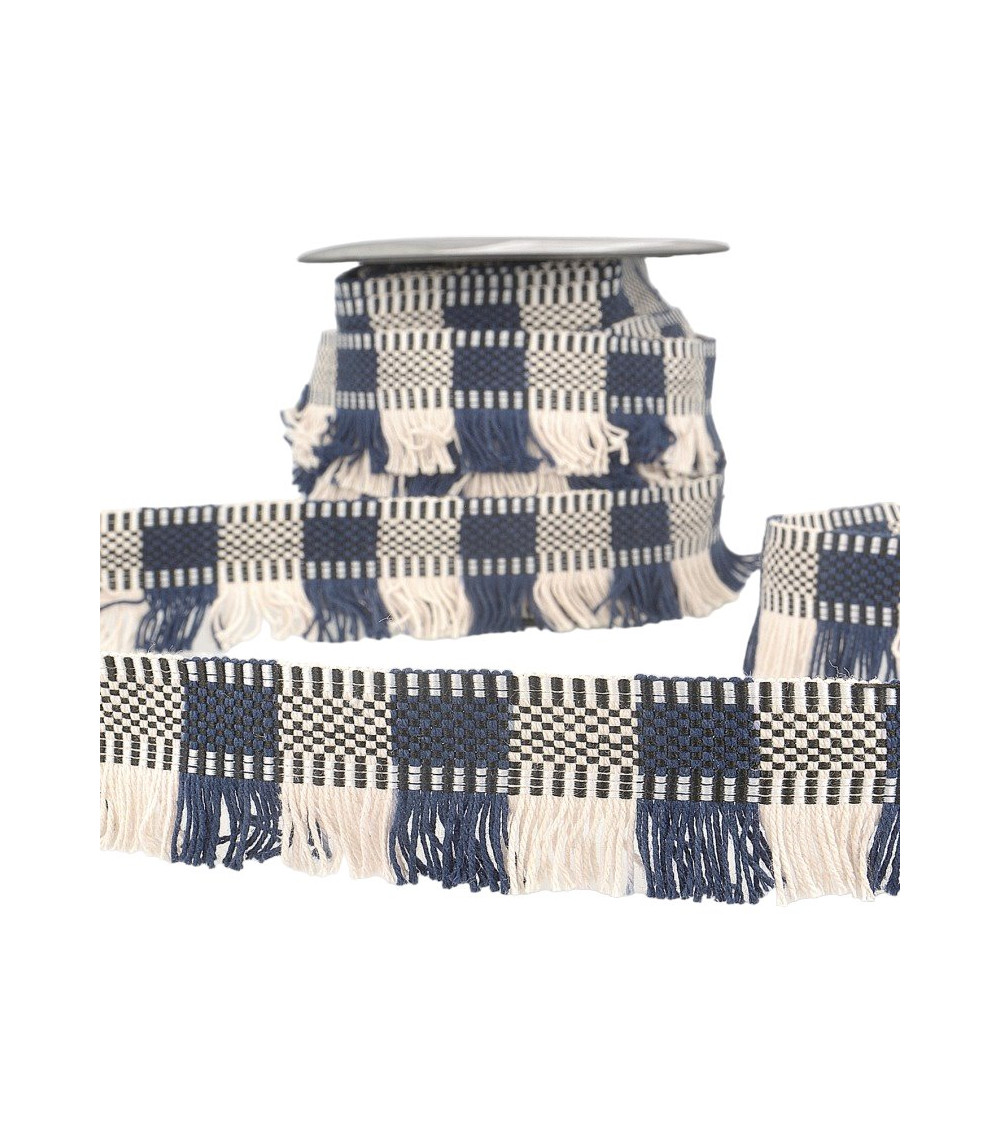 15m spool of striped fringe braid/stripes Navy/white 35mm