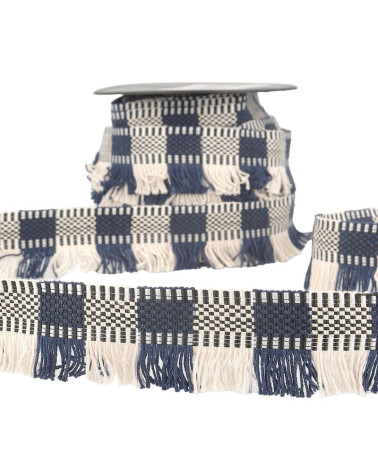 15m spool of striped fringe braid/stripes Navy/white 35mm