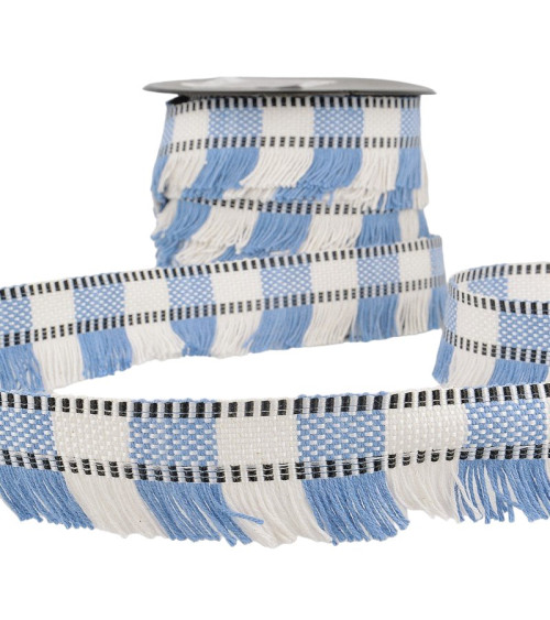 15m spool Fringe braid stripes Light Blue 35mm