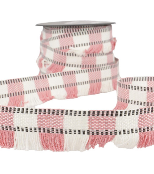 15m reel Fringe braid stripes Light Pink 35mm