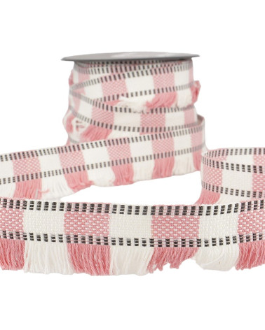 15m reel of light pink striped fringe braid 35mm