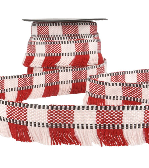 15m spool Fringe braid stripes/stripes Red 35mm