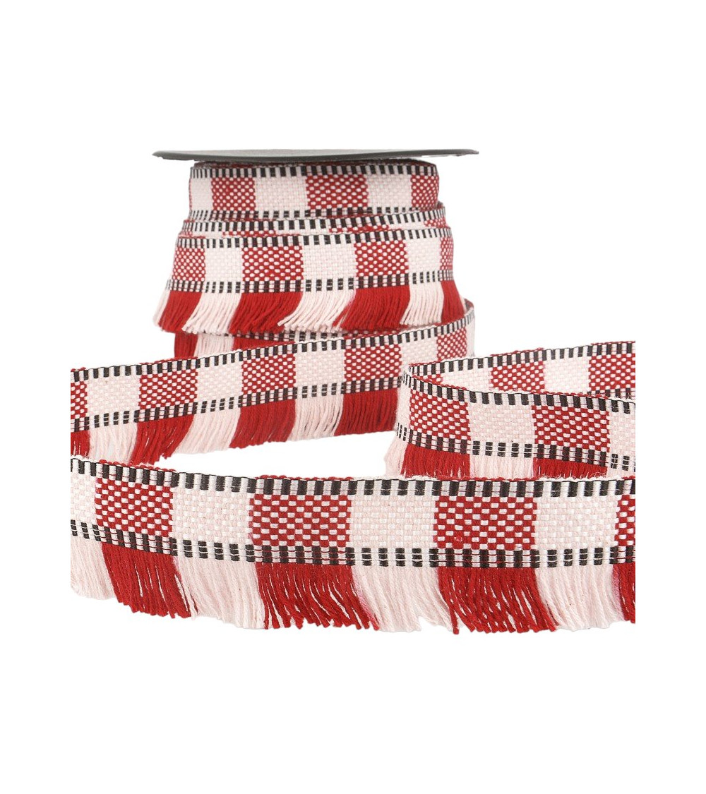 15m spool of Red striped fringe braid 35mm